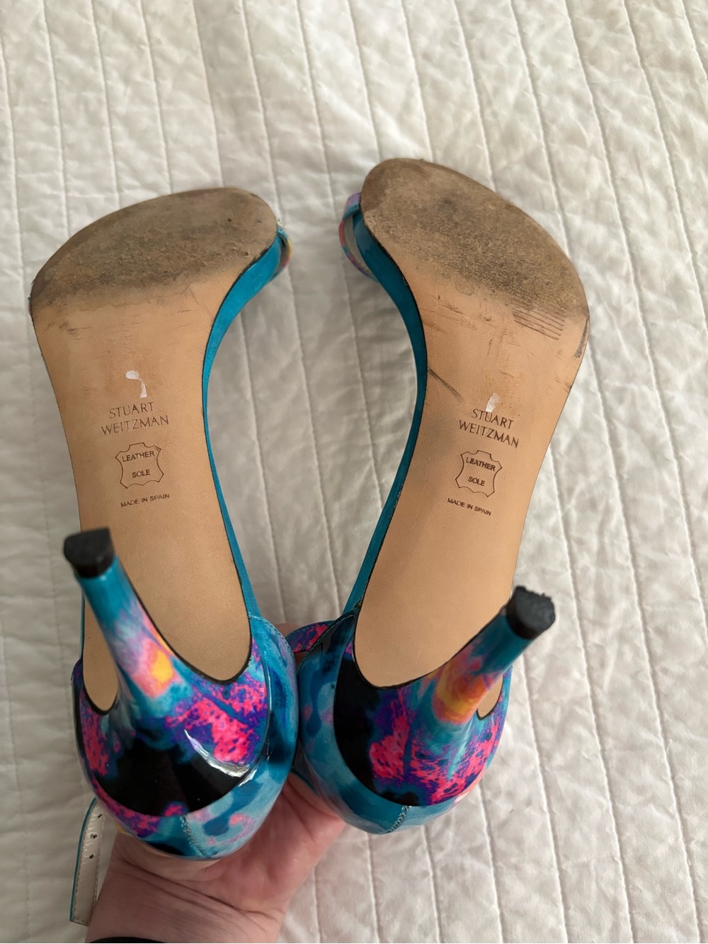 STUART WEITZMAN Walkway Paintball Ankle Strap Heels Size 8.5 - Picture 8 of 9